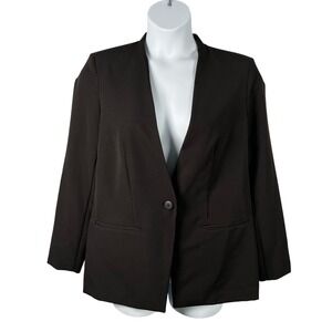 Alfani Blazer Womens‎ Large Black One Button Shoulder Pads Unstructured Office